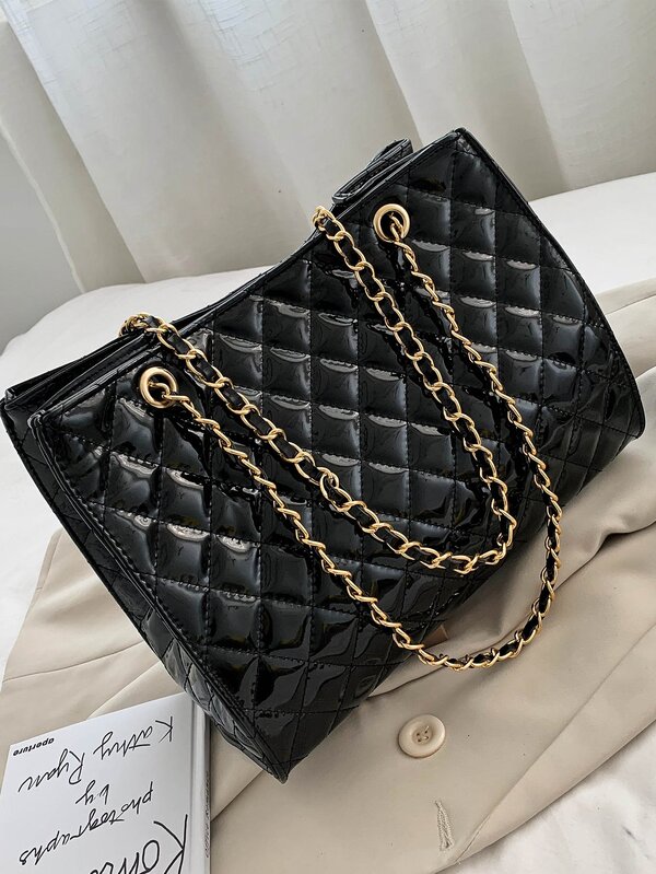 Random Twist Lock Quilted Chain Bag SHEIN USA