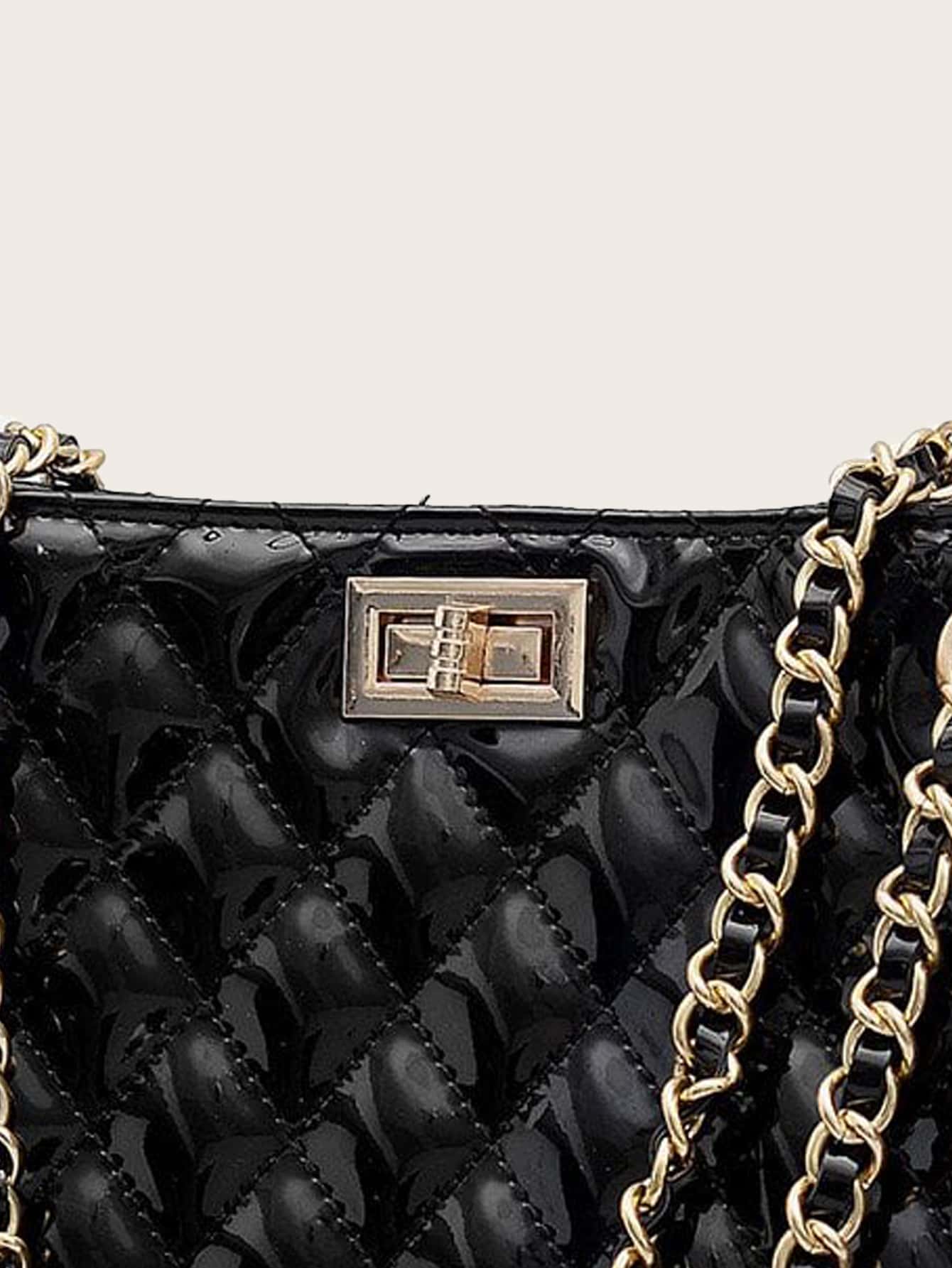 Random Twist Lock Quilted Chain Bag SHEIN USA
