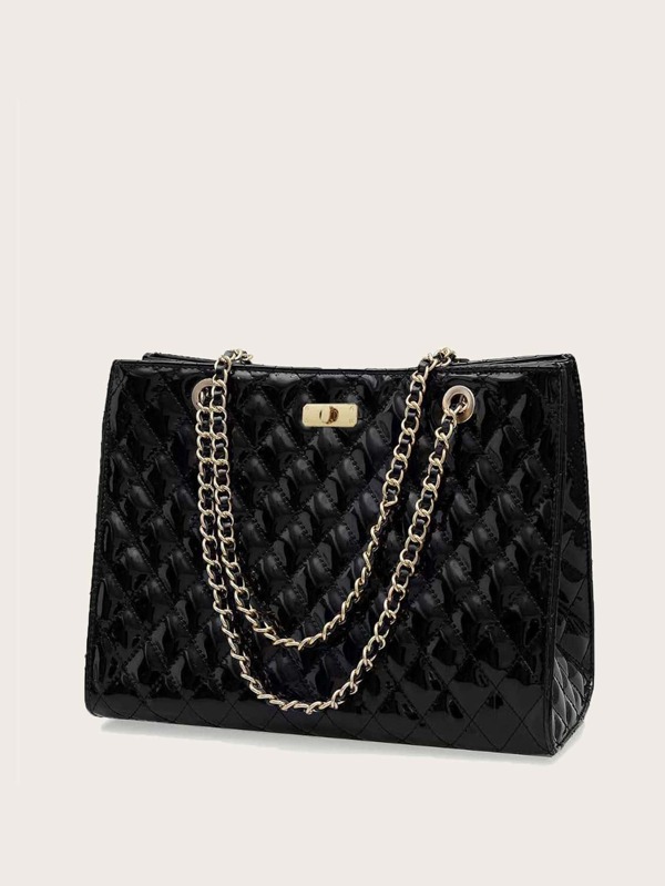 Random Twist Lock Quilted Chain Bag SHEIN USA