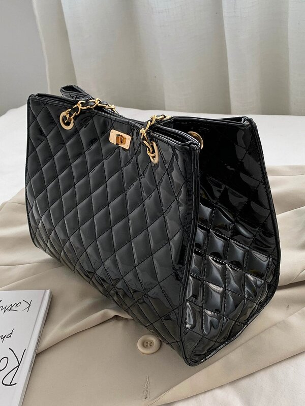 Random Twist Lock Quilted Chain Bag SHEIN USA