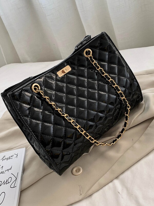 Random Twist Lock Quilted Chain Bag SHEIN USA