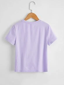 SHEIN Girls Gesture Print Tee - Purple - View 2