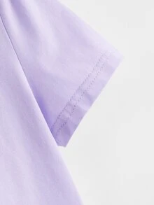 SHEIN Girls Gesture Print Tee - Purple - View 3