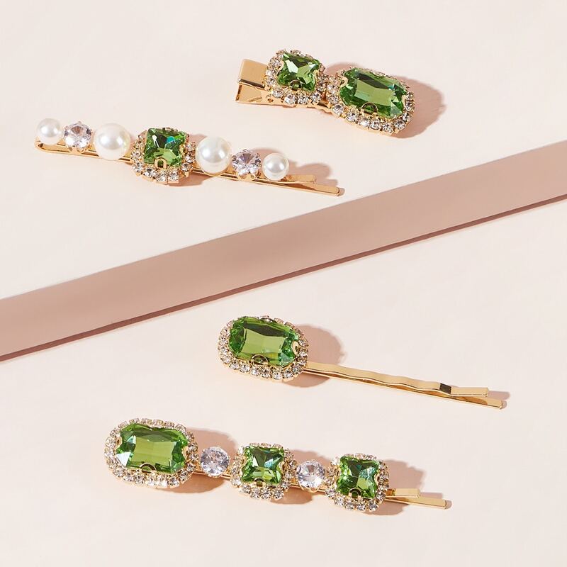 

4pcs Rhinestone Hair Clip, Multicolor