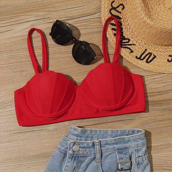 

Scallop Trim Underwire Bikini Top, Red