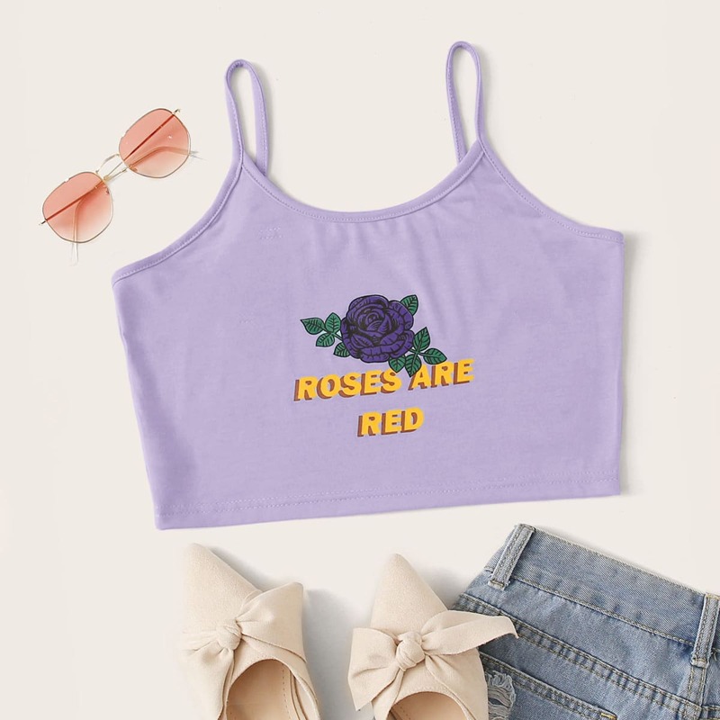 

Rose Graphic Crop Cami, Purple