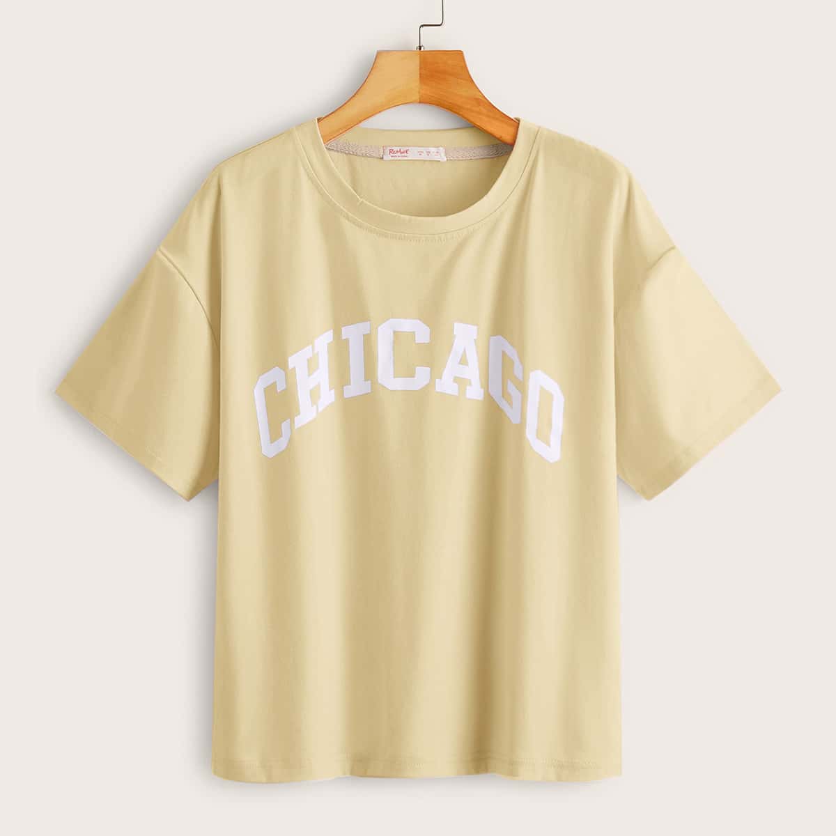 

Letter Graphic Tee, Beige