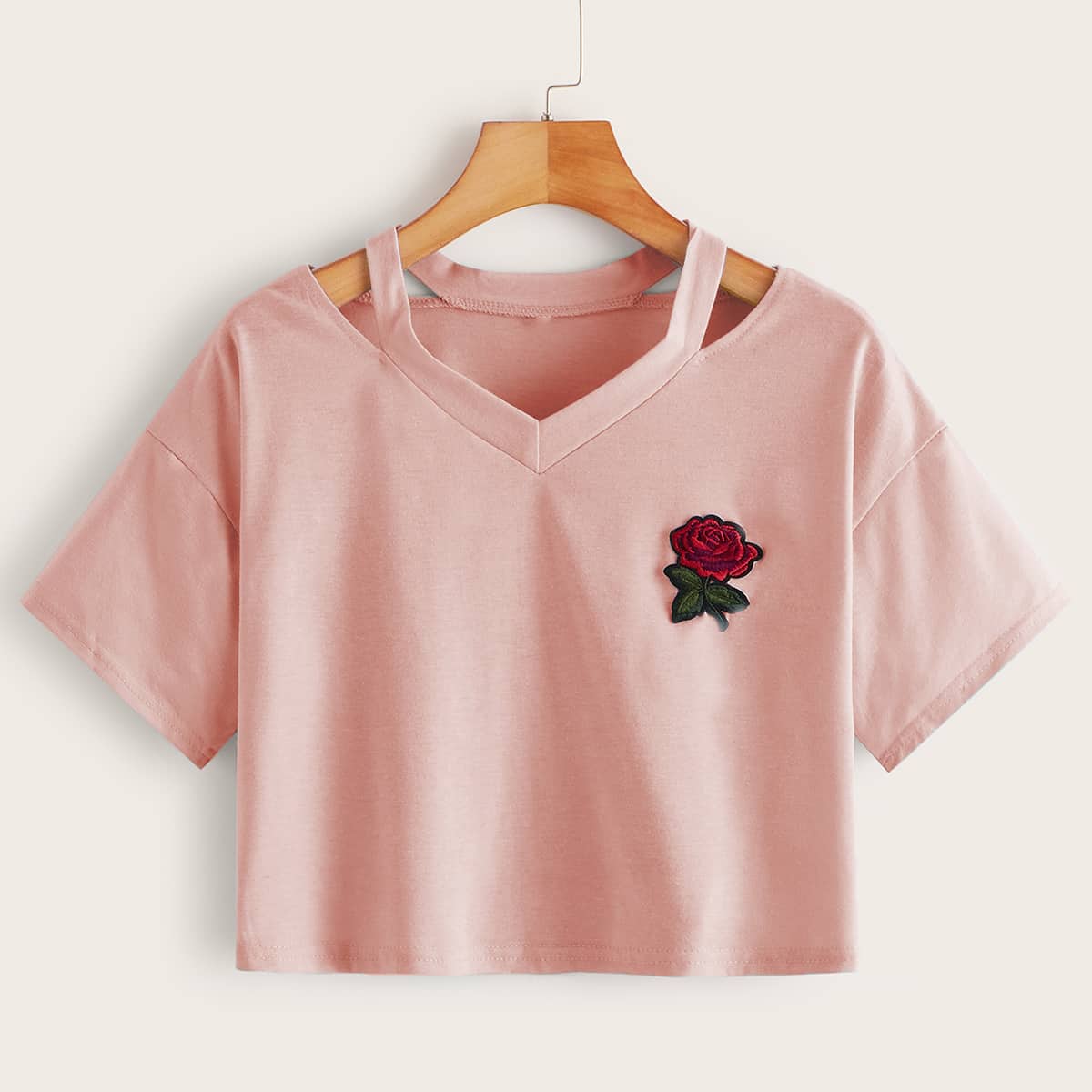 

Rose Cutout Crop Top, Pink