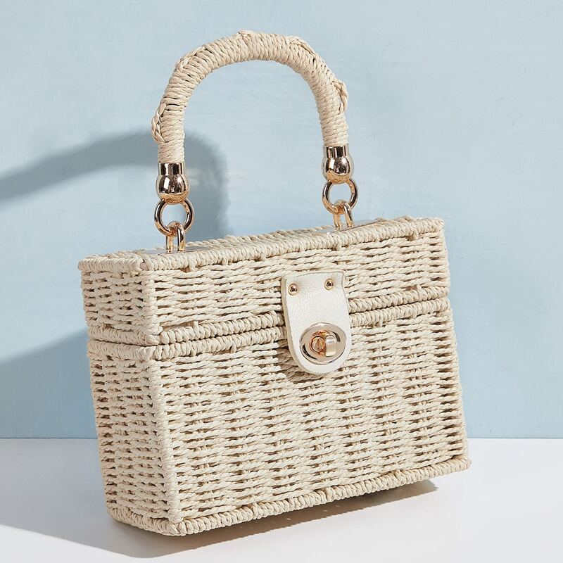 

Minimalist Braided Box Bag, Khaki