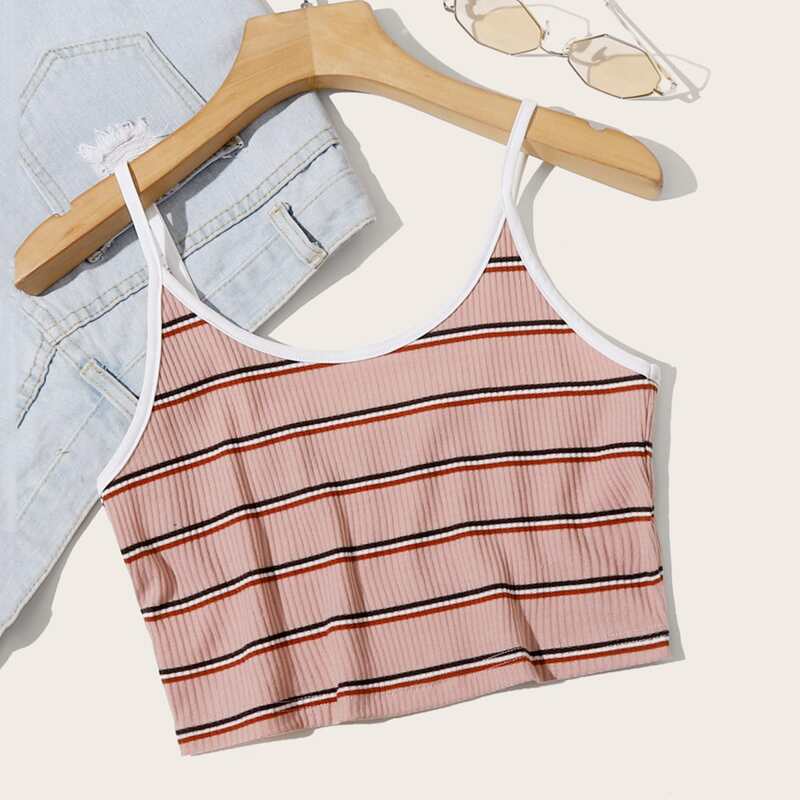 

Striped Crop Cami, Pink
