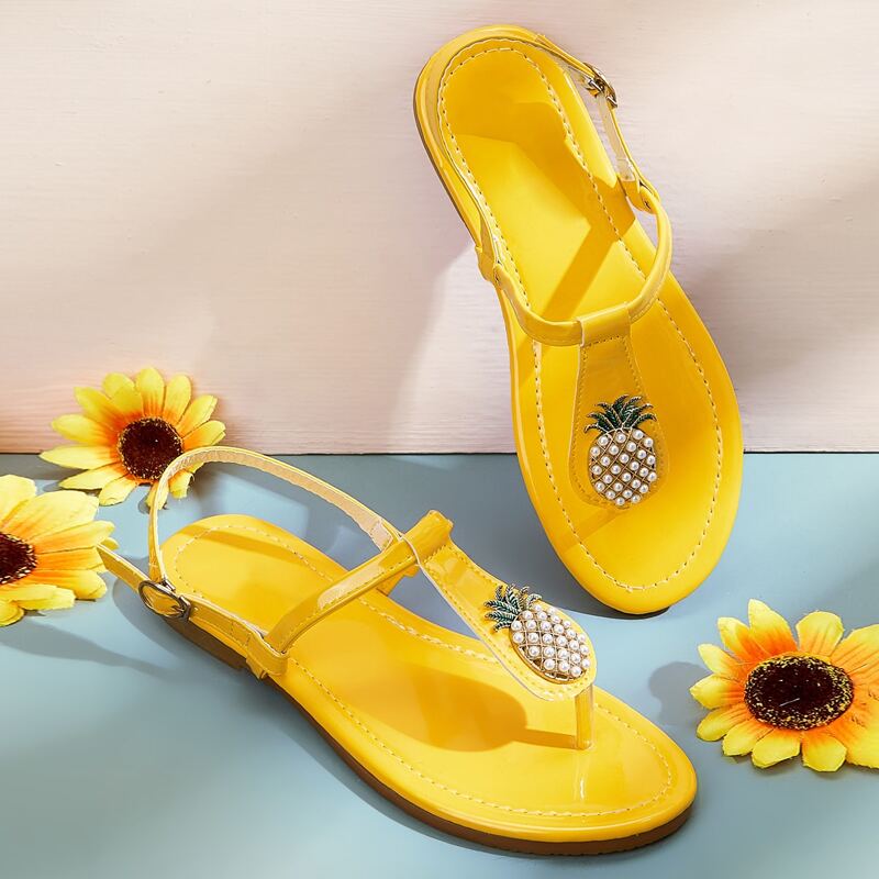 

Pineapple Toe Post Sandals, Yellow