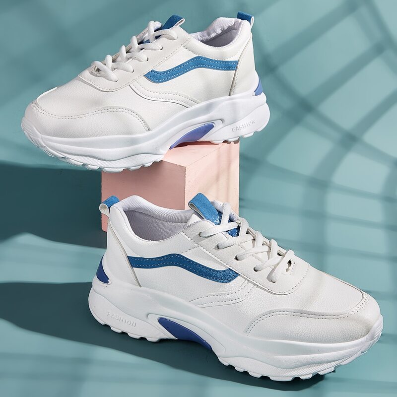 

Lace-up Front Chunky Sneakers, White