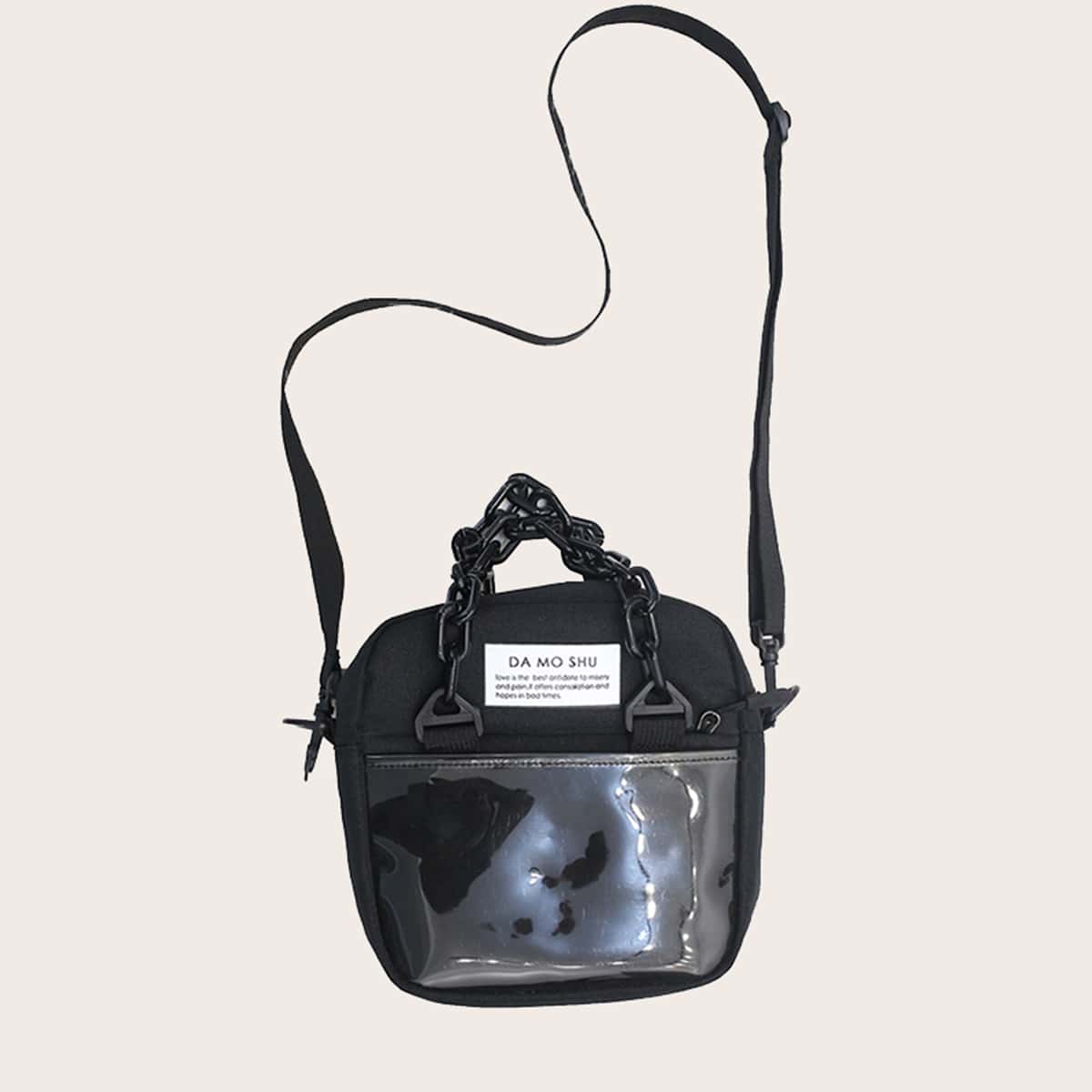

Guys Letter Graphic Satchel Bag, Black