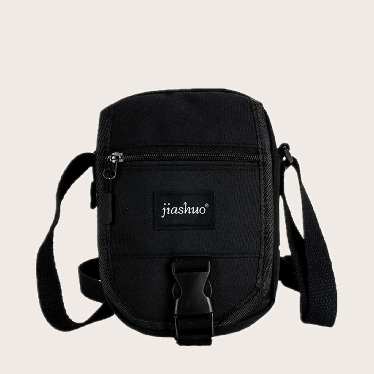 

Guys Release Buckle Decor Crossbody Bag, Black