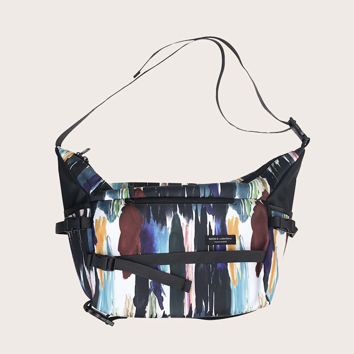 

Guys Release Buckle Decor Colorblock Crossbody Bag, Multicolor