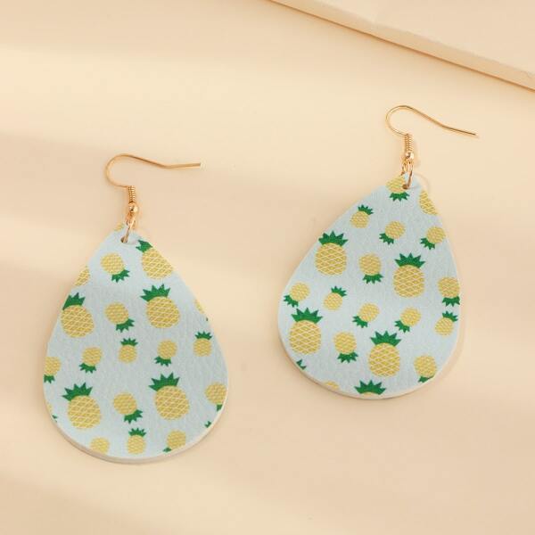 

Fruit Pattern Water Drop Earrings, Blue