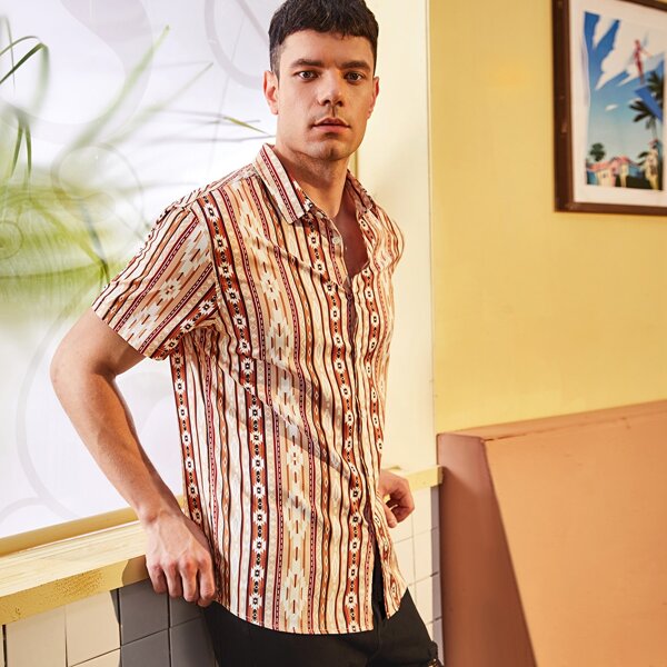 

Мужская рубашка в полоску, Многоцветный