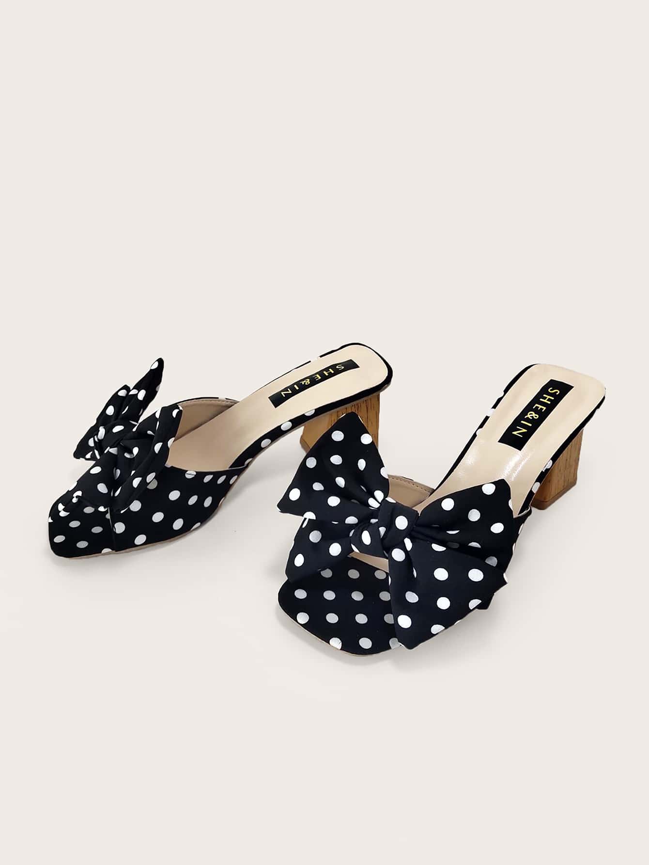 polka dot chunky heels