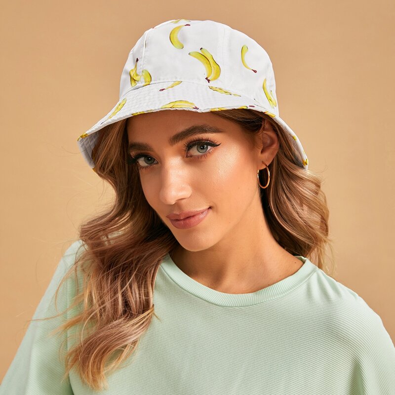 

Banana Pattern Bucket Hat, Multicolor