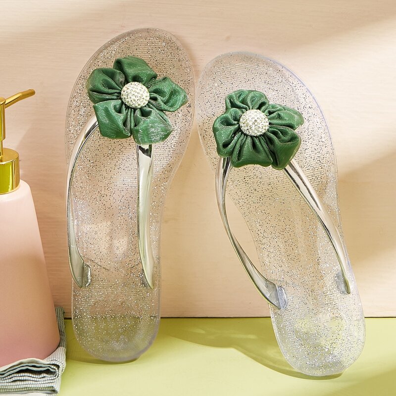 

Flower Decor Glitter Flip Flops