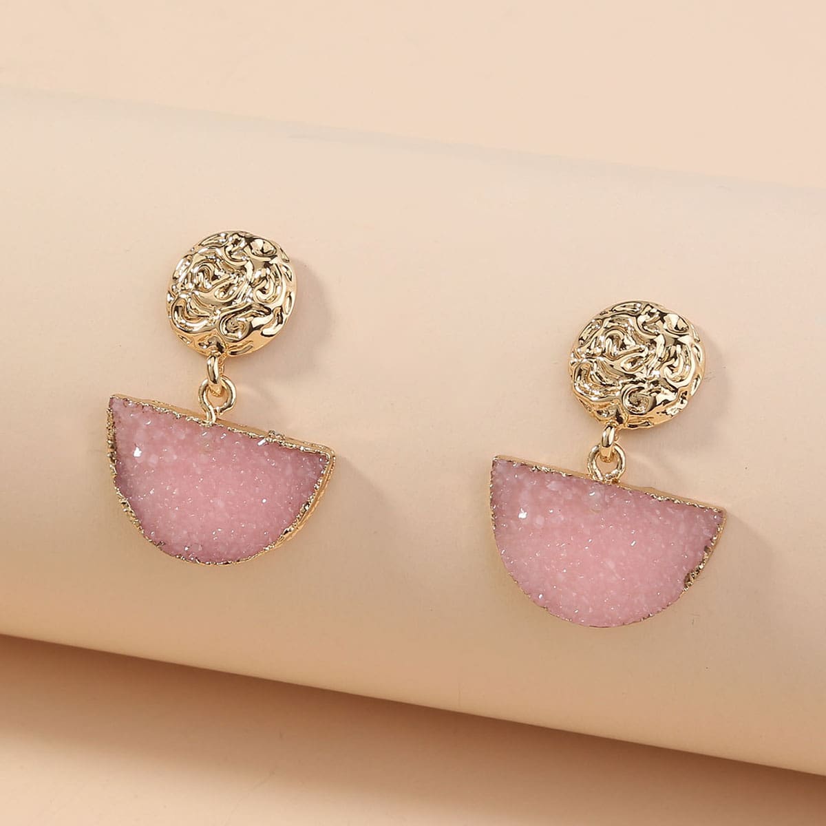 

Geometric Charm Drop Earrings, Pink