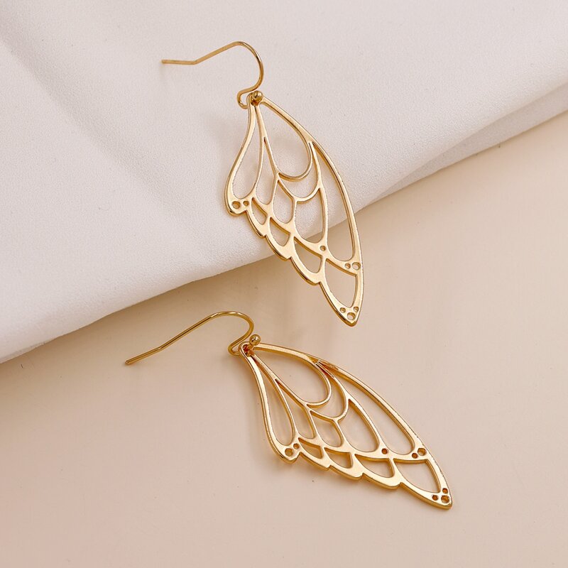 

Wing Charm Drop Earrings, Gold