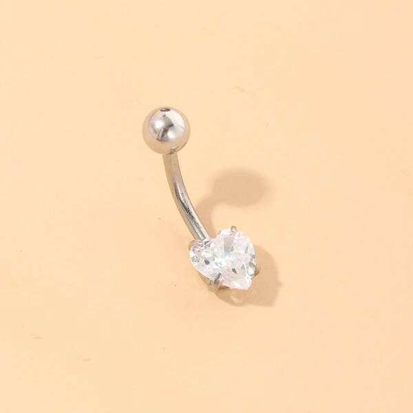 

Heart Decor Belly Ring, Silver