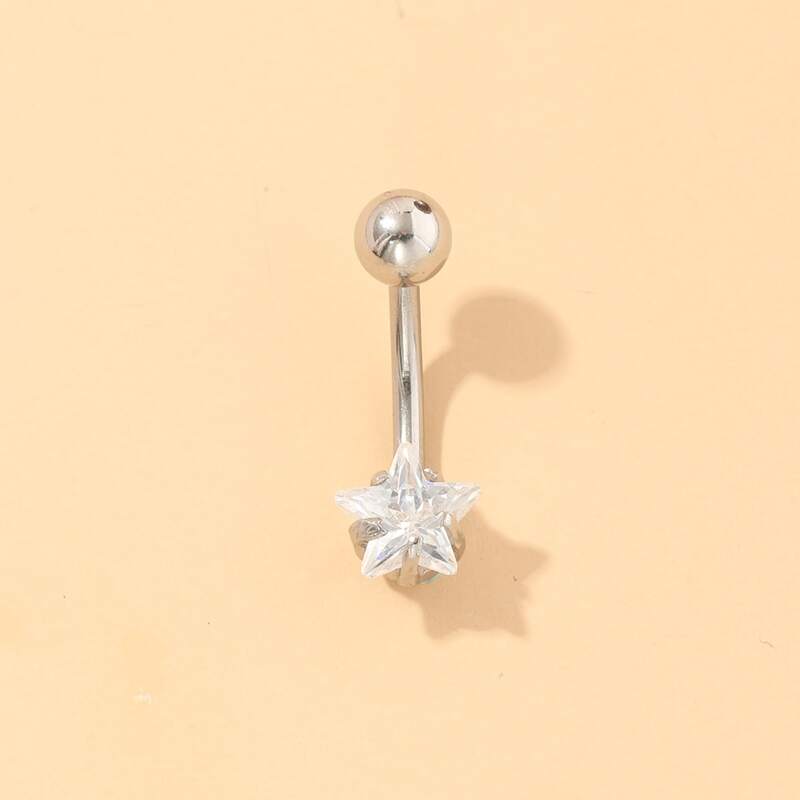 

Star Decor Belly Ring, Silver
