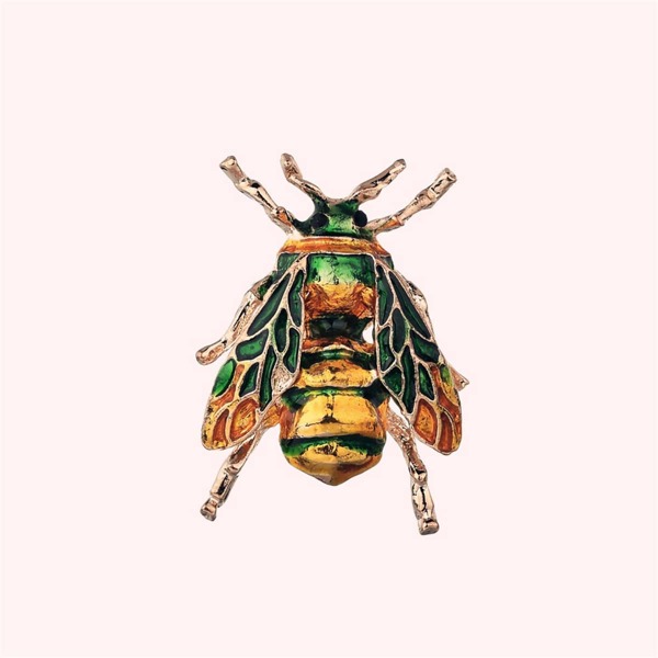 

Брошь металлическая пчела, Зелёные