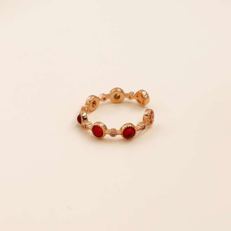 

Rhinestone Decor Cuff Ring, Red