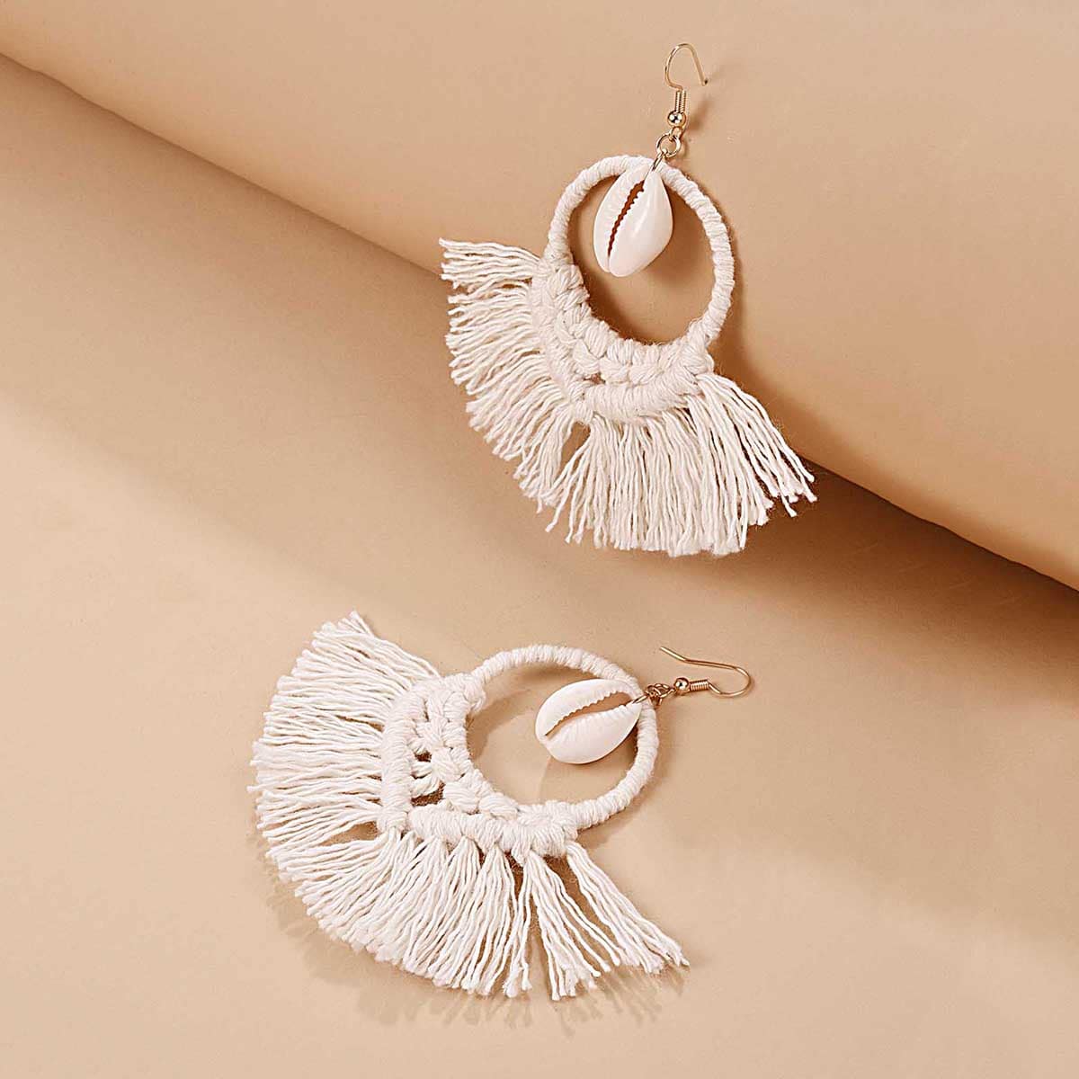 

Shell Charm Drop Earrings, White