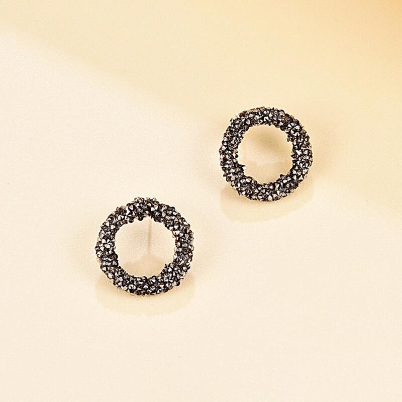 

Textured Metal Stud Earrings, Black