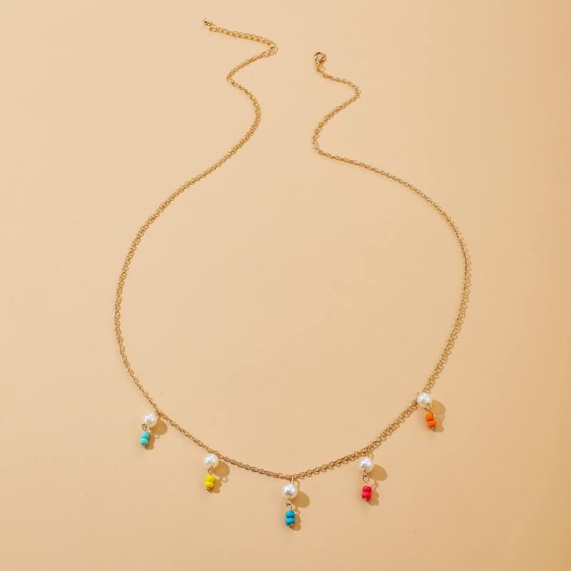 

Faux Pearl Decor Waist Chain, Gold