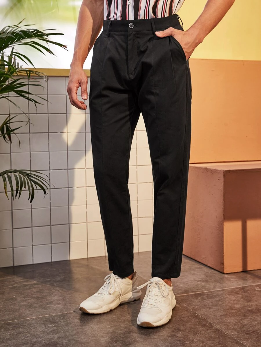 Manfinity Quần Nam Túi màu trơn màu đen Cơ bản - màu đen - Xem 1