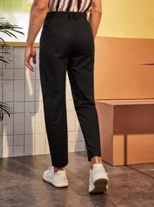 Manfinity Quần Nam Túi màu trơn màu đen Cơ bản - màu đen - Xem 2