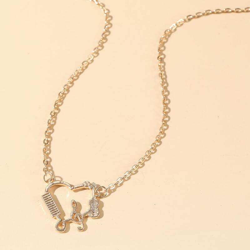 

Music Note Charm Necklace, Gold