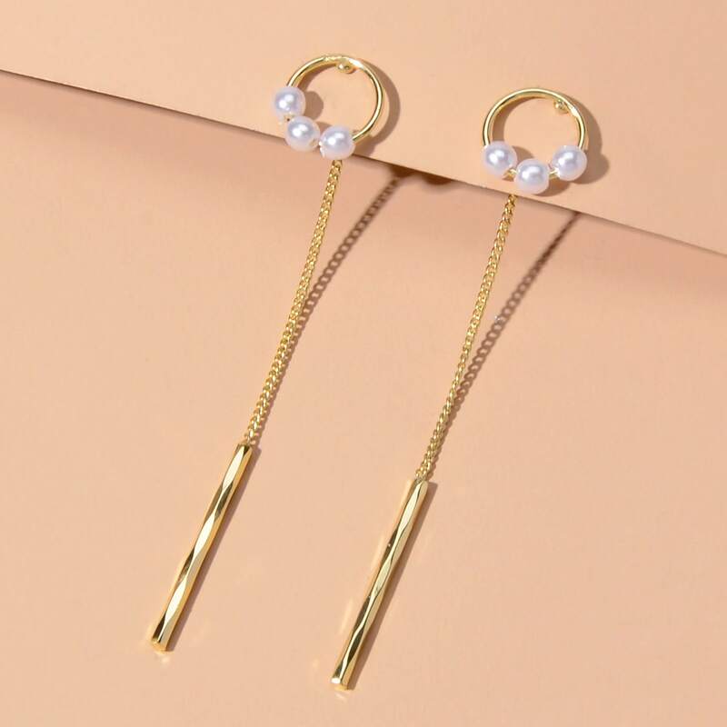 Faux Pearl Earring Jackets, Gold