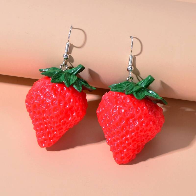 

Strawberry Drop Earrings, Red