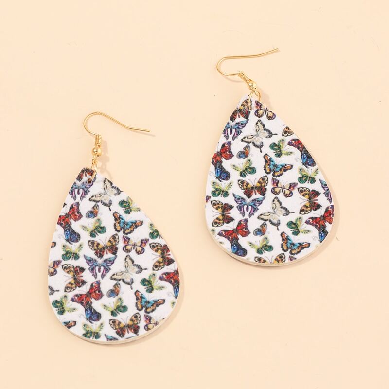 

Butterfly Pattern Drop Earrings, Multicolor