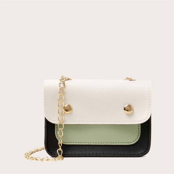 

Контрастная сумка через плечо с цепочкой для девочек, Многоцветный