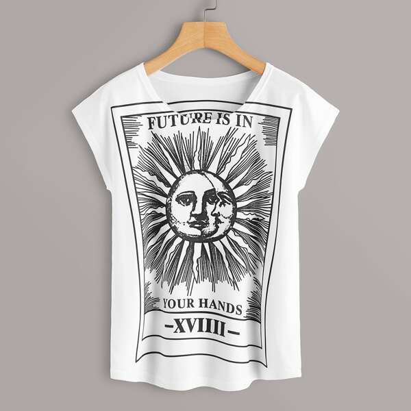 

Letter Graphic Round Neck Tee, White