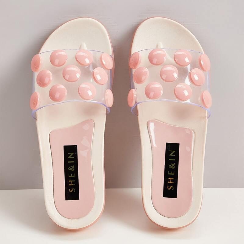 

Studded Decor Clear Sliders, Pink