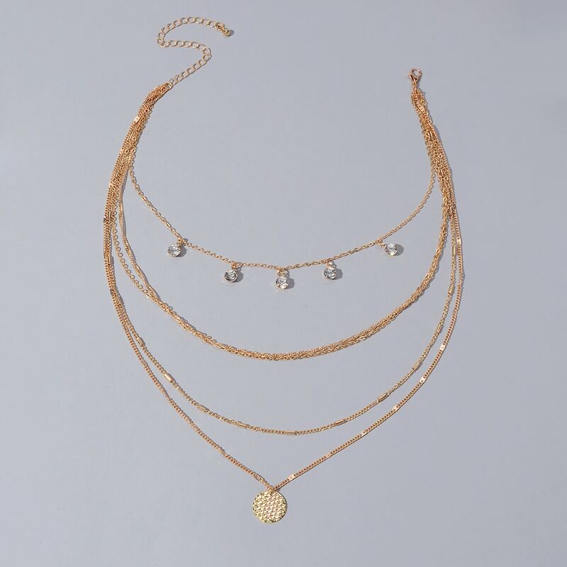 

Round Charm Layered Necklace, Gold