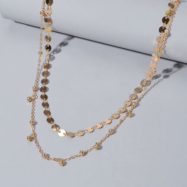 

Disc Layered Necklace, Gold