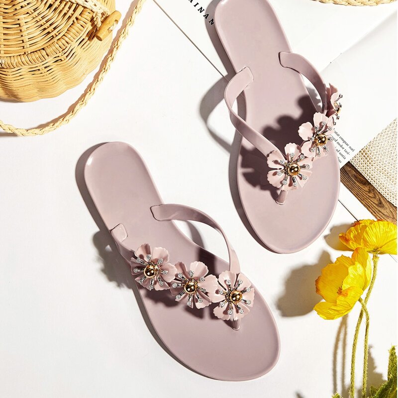 

Flower Decor Flip Flops, Purple