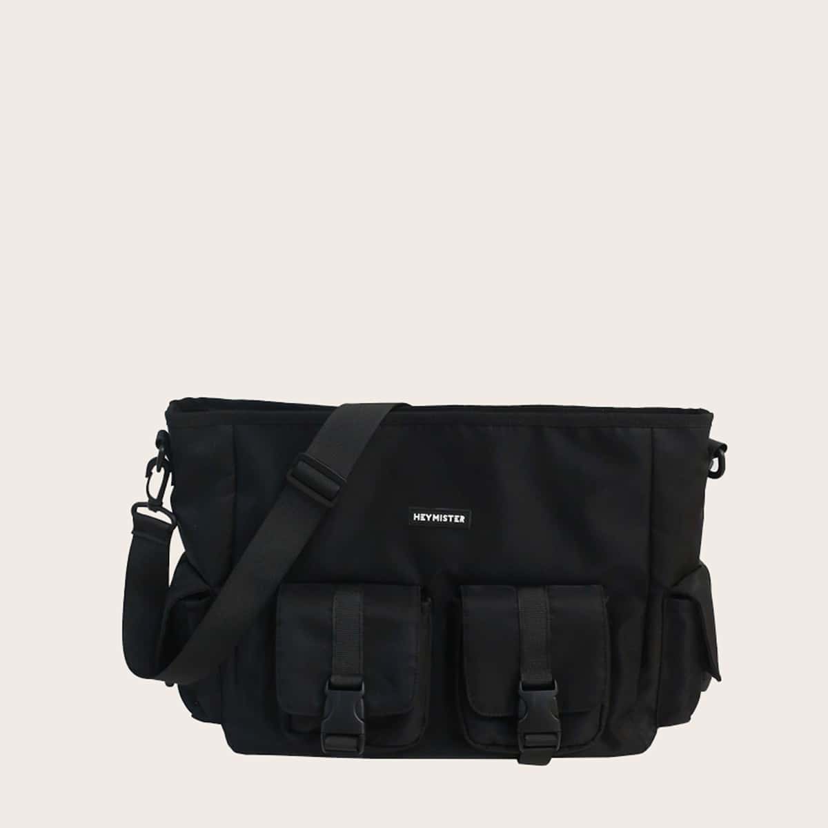 

Guys Buckle Decor Crossbody Bag, Black