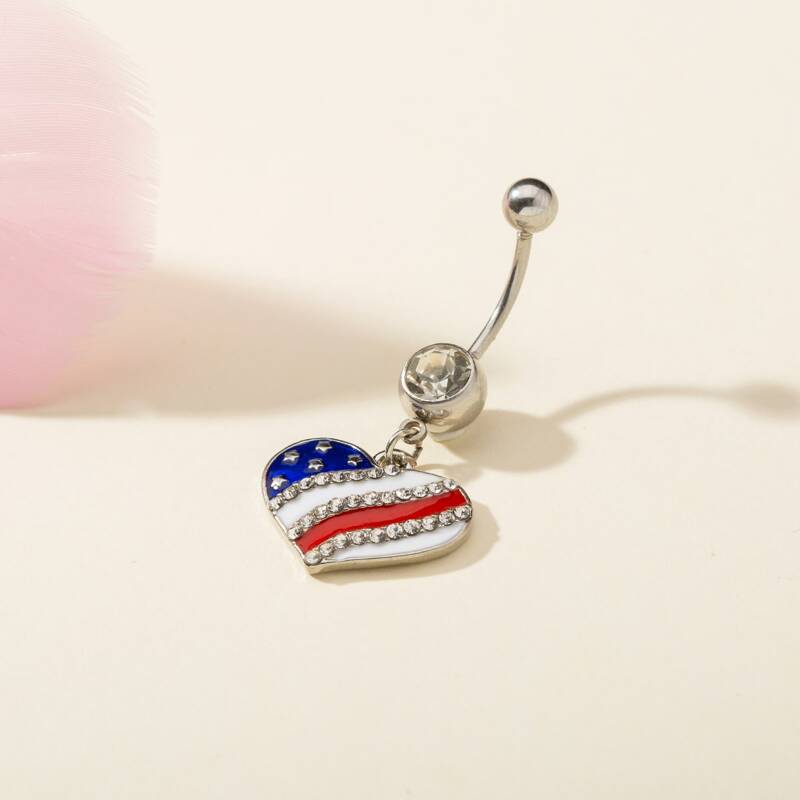 

Heart Charm Belly Ring, Multicolor