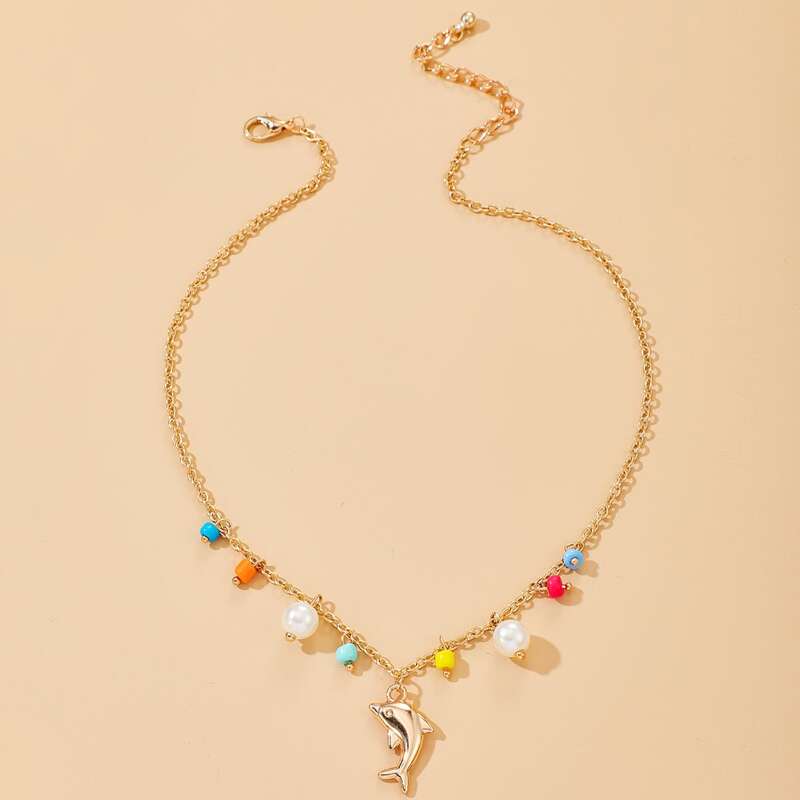 

Dolphin Charm Necklace, Gold