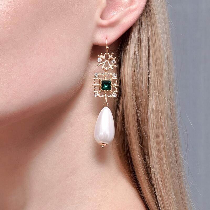 

Faux Pearl Drop Earrings, White