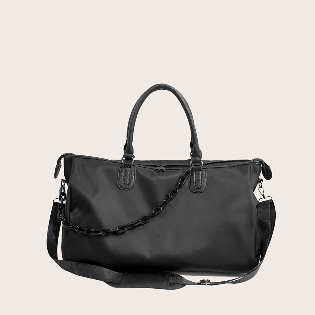 

Guys Minimalist Chain Decor Travel Bag, Black